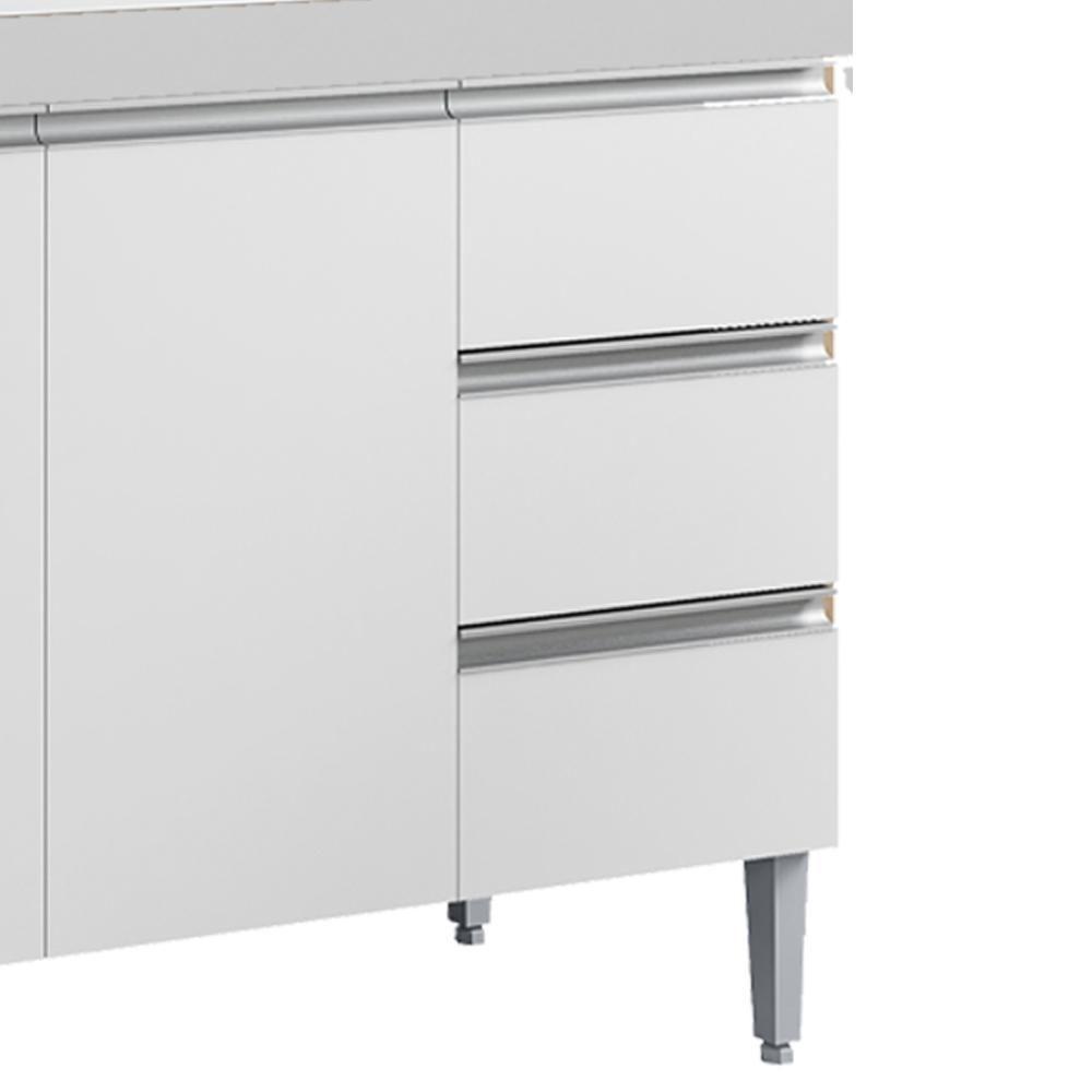 Balcão Com Tampo 2 Portas E 3 Gavetas 100 Cm Andreia Branco Reajl Moveis - 5