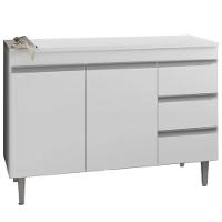 Balcão Com Tampo 2 Portas E 3 Gavetas 100 Cm Andreia Branco Reajl Moveis - 1
