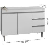 Balcão Com Tampo 2 Portas E 3 Gavetas 100 Cm Andreia Branco Reajl Moveis - 3
