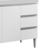 Balcão Com Tampo 2 Portas E 3 Gavetas 100 Cm Andreia Branco Reajl Moveis - 5