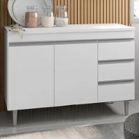 Balcão Com Tampo 2 Portas E 3 Gavetas 100 Cm Andreia Branco Reajl Moveis - 6