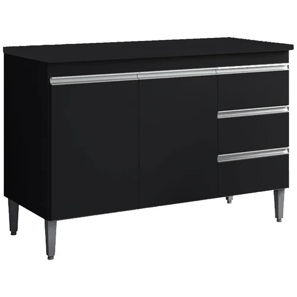 Balcão Com Tampo 2 Portas E 3 Gavetas 100 Cm Andreia Preto Reajl Moveis - 1