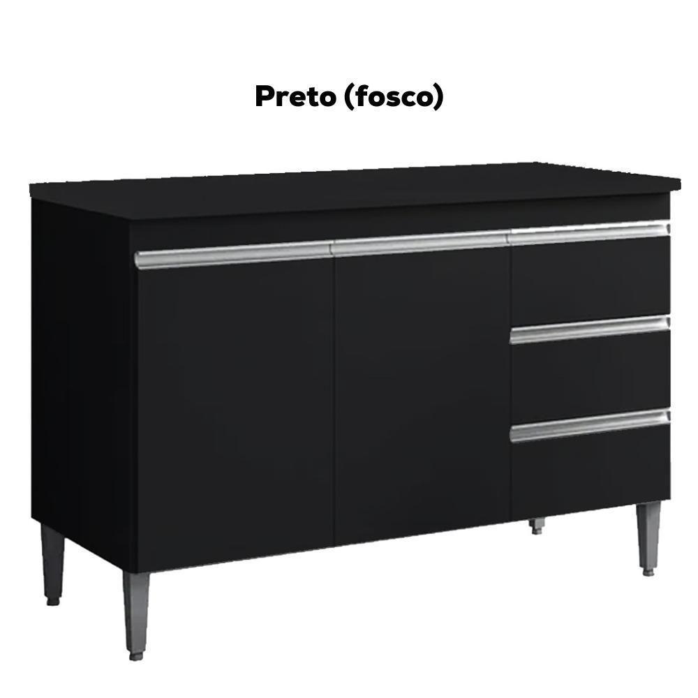 Balcão Com Tampo 2 Portas E 3 Gavetas 100 Cm Andreia Preto Reajl Moveis - 4