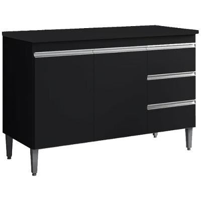 Balcão Com Tampo 2 Portas E 3 Gavetas 100 Cm Andreia Preto Reajl Moveis