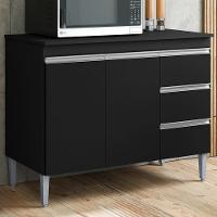 Balcão Com Tampo 2 Portas E 3 Gavetas 100 Cm Andreia Preto Reajl Moveis - 2