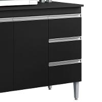 Balcão Com Tampo 2 Portas E 3 Gavetas 100 Cm Andreia Preto Reajl Moveis - 5