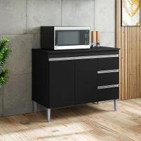 Balcão Com Tampo 2 Portas E 3 Gavetas 100 Cm Andreia Preto Reajl Moveis - 6