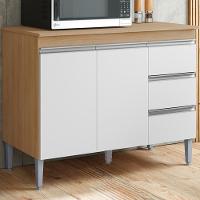 Balcão Com Tampo 2 Portas E 3 Gavetas 120 Cm Andreia Amendoa Branco Reajl Moveis - 2