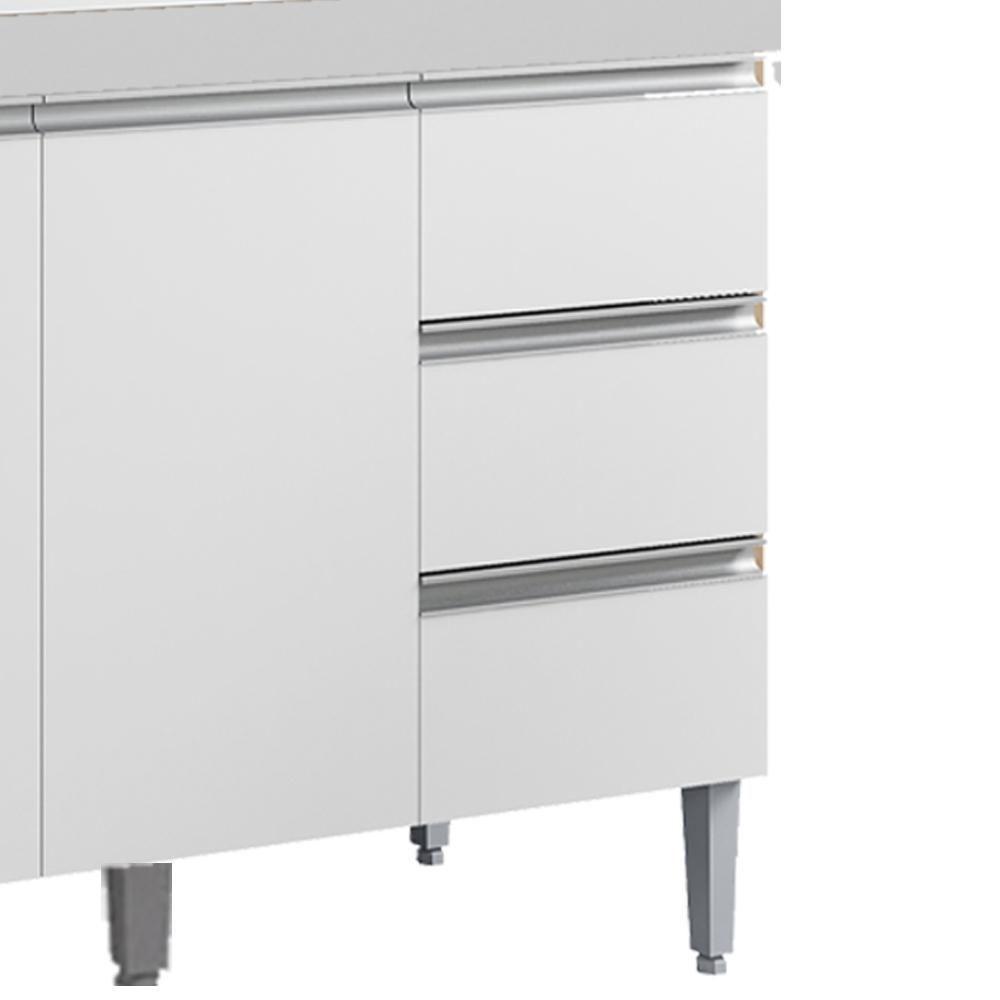 Balcão Com Tampo 2 Portas E 3 Gavetas 120 Cm Andreia Branco Reajl Moveis - 5
