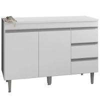 Balcão Com Tampo 2 Portas E 3 Gavetas 120 Cm Andreia Branco Reajl Moveis - 1