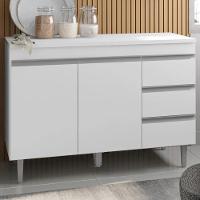 Balcão Com Tampo 2 Portas E 3 Gavetas 120 Cm Andreia Branco Reajl Moveis - 2