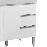 Balcão Com Tampo 2 Portas E 3 Gavetas 120 Cm Andreia Branco Reajl Moveis - 5