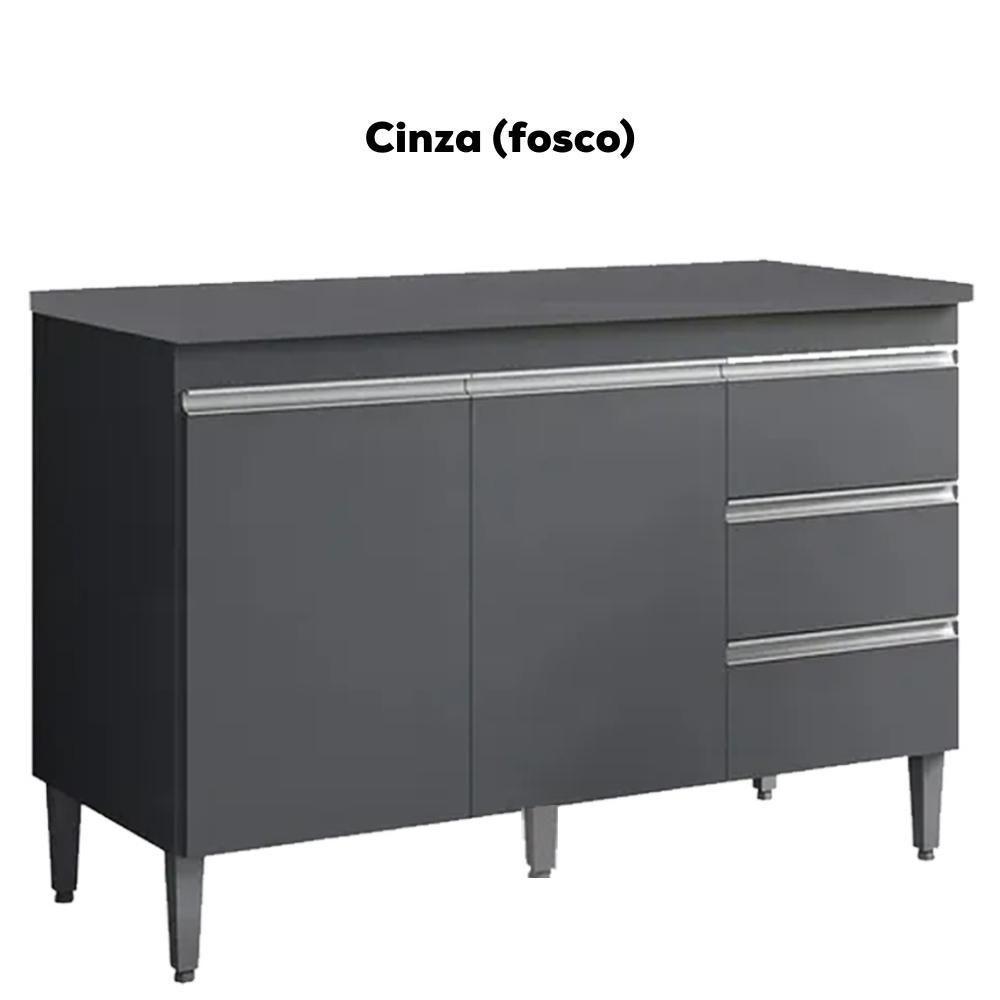 Balcão Com Tampo 2 Portas E 3 Gavetas 120 Cm Andreia Cinza Reajl Moveis - 4