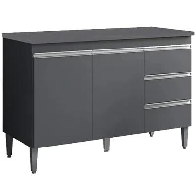 Balcão Com Tampo 2 Portas E 3 Gavetas 120 Cm Andreia Cinza Reajl Moveis