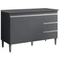 Balcão Com Tampo 2 Portas E 3 Gavetas 120 Cm Andreia Cinza Reajl Moveis - 1