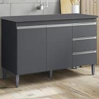 Balcão Com Tampo 2 Portas E 3 Gavetas 120 Cm Andreia Cinza Reajl Moveis - 2