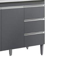 Balcão Com Tampo 2 Portas E 3 Gavetas 120 Cm Andreia Cinza Reajl Moveis - 5