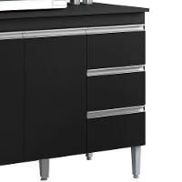 Balcão Com Tampo 2 Portas E 3 Gavetas 120 Cm Andreia Preto Reajl Moveis - 5