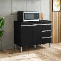 Balcão Com Tampo 2 Portas E 3 Gavetas 120 Cm Andreia Preto Reajl Moveis - 6