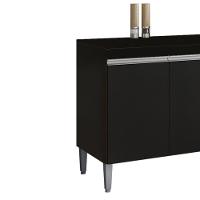 Balcão Com Tampo 3 Portas 3 Gavetas 160 Cm Andreia Preto Reajl Moveis - 5