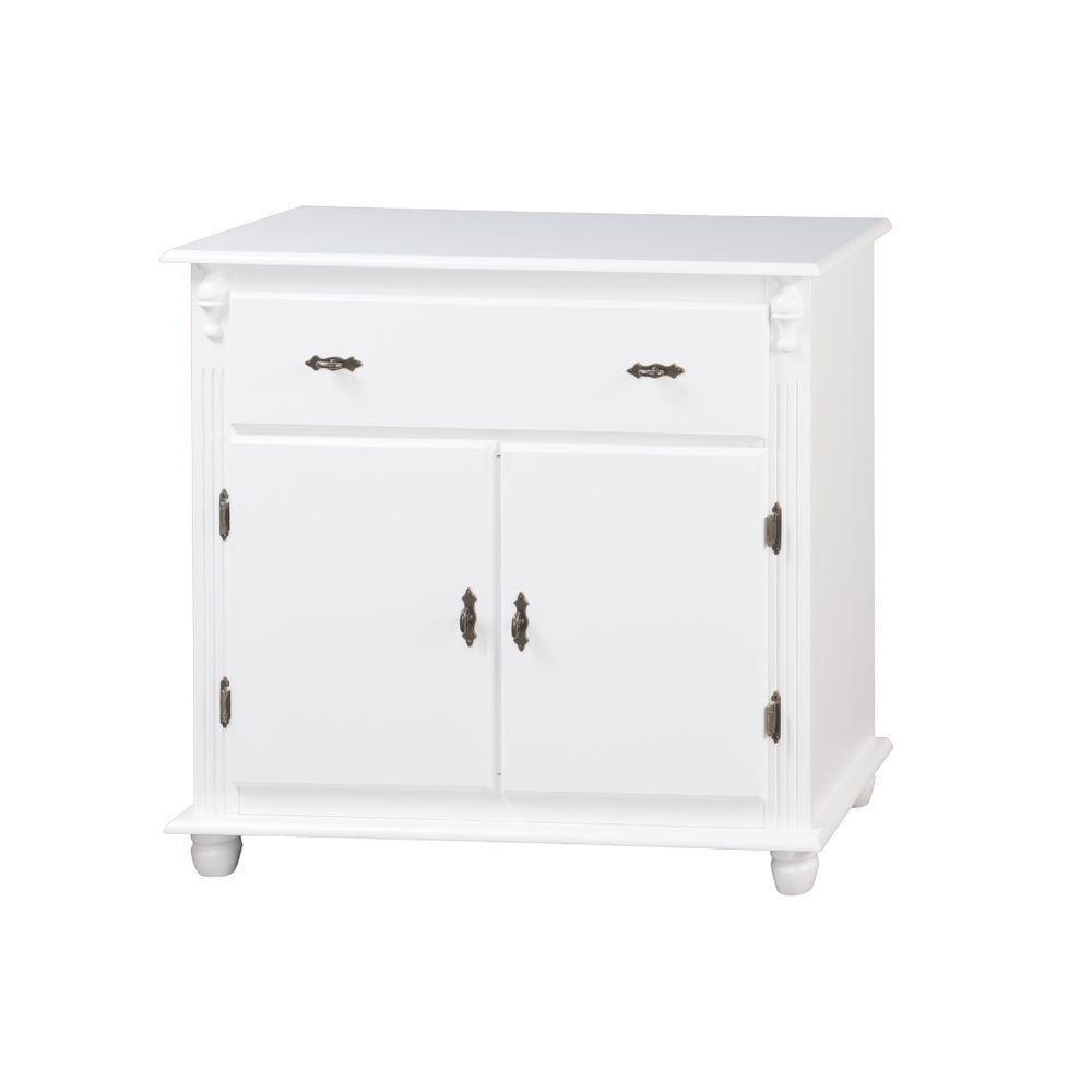 Balcão Buffet De Madeira Meyer Móveis Com 2 Portas, 1 Gaveta E Pés Torneados - Branco Laca - 2