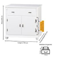 Balcão Buffet De Madeira Meyer Móveis Com 2 Portas, 1 Gaveta E Pés Torneados - Branco Laca - 4