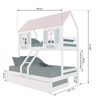Treliche Casal/Solteiro Casinha Bela - Madeira Maciça Branco/rosa/verde Megamobilia - 3