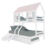 Treliche Casal/ Solteiro Casinha Bela Com Kit Escada/escorregador - Madeira Maciça Branco/rosa/verde Megamobilia - 2