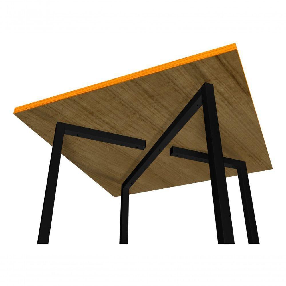 Mesa De Jantar 80x80 4 Lugares Valence Industrial Pés Em Aço Cobre/off White - 4