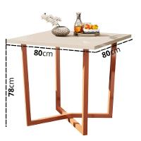 Mesa De Jantar 80x80 4 Lugares Valence Industrial Pés Em Aço Cobre/off White - 3