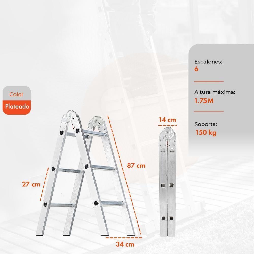 Escada Em Alumínio Com 6 Degraus De 1,75 Metros De Altura Total - 5