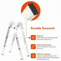 Escada Em Alumínio Com 6 Degraus De 1,75 Metros De Altura Total - 2