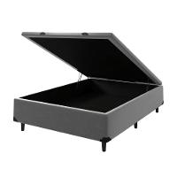 Base Cama Box Casal Com Baú 138x188x36 Sued Cinza Hadassah Cinza - 1
