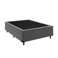 Base Cama Box Casal Com Baú 138x188x36 Sued Cinza Hadassah Cinza - 2