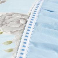 Jogo Cama Lençol Fiore Queen Estampado 180 Fios 100% Algodão Com Babadinho 4 Peças Azul Floral - 3