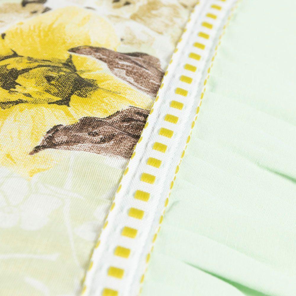 Jogo Cama Lençol Fiore King Estampado 180 Fios 100% Algodão Com Babadinho 3 Peças Verde Floral - 3