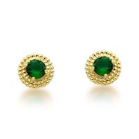 Conjunto Colar E Brincos Redondo Verde Escuro Banhado A Ouro 18k - 3