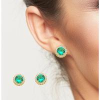 Conjunto Colar E Brinco Ponto De Luz Verde Claro Claro Banhado A Ouro 18k - 2