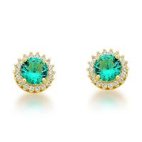 Conjunto Colar E Brinco Ponto De Luz Verde Claro Claro Banhado A Ouro 18k - 3