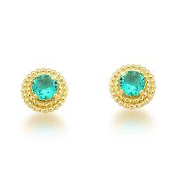 Conjunto Colar E Brincos Redondo Verde Claro Banhado A Ouro 18k - 4