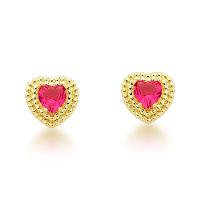 Conjunto Colar E Brincos Coração Vermelho Banhado A Ouro 18k - 4