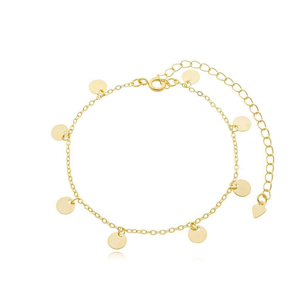 Tornozeleira Delicada Chapinhas Redondas ? Banhada A Ouro 18k | Antialérgica - 1