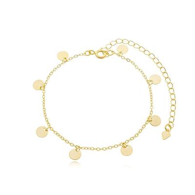 Tornozeleira Delicada Chapinhas Redondas ? Banhada A Ouro 18k | Antialérgica