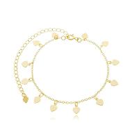 Tornozeleira Delicada Chapinhas Coração Banhada A Ouro 18k - 1