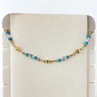 Tornozeleira Feminina Missangas Azuis Banhada A Ouro 18k - 3