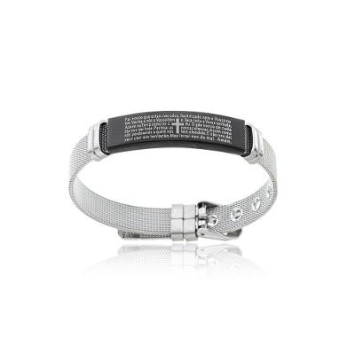 Pulseira Bracelete Unissex 9,7mm Com Oração Aço Inoxidavel