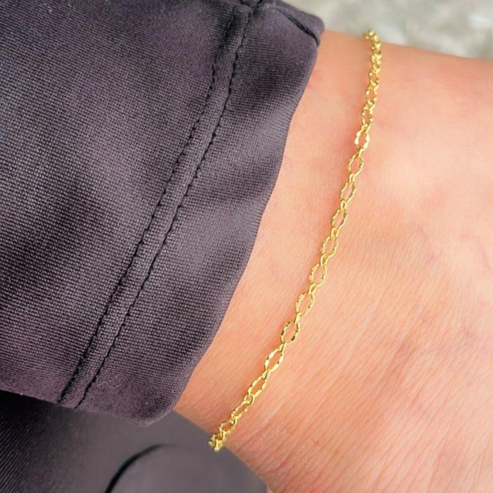 Tornozeleira Elos Delicados Feminina Banhados A Ouro 18k - 3