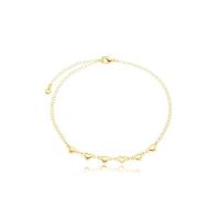 Tornozeleira Feminina Corações Banhada A Ouro 18k - 1