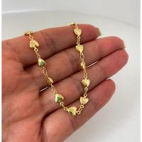 Tornozeleira Feminina Delicados Coraçãos Banhada A Ouro 18k - 2