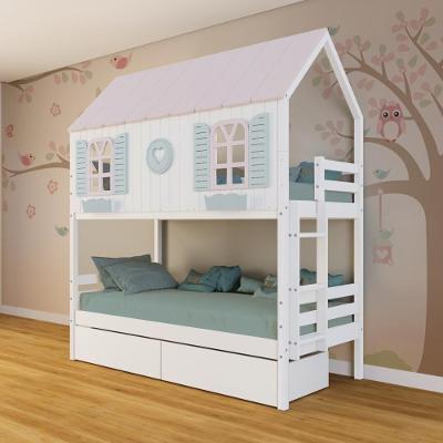 Beliche Casinha Bela Com Coração 2 Gavetas - Madeira Maciça Branco-rosa-verde Megamobilia